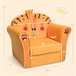 Costway Contemporary Eucalyptus and Velvet Lion Kids Sofa in Orange