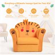 Costway Contemporary Eucalyptus and Velvet Lion Kids Sofa in Orange
