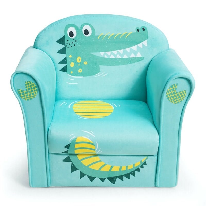 Costway Contemporary Eucalyptus and Velvet Crocodile Kids Sofa in Green