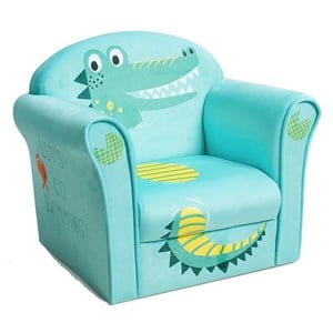 Costway Contemporary Eucalyptus and Velvet Crocodile Kids Sofa in Green