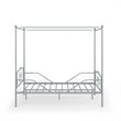 Costway Metal Full Size Canopy Bed Frame with 4 Poster Steel Slats in Pewter