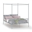 Costway Metal Full Size Canopy Bed Frame with 4 Poster Steel Slats in Pewter