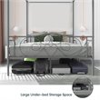 Costway Metal Full Size Canopy Bed Frame with 4 Poster Steel Slats in Pewter