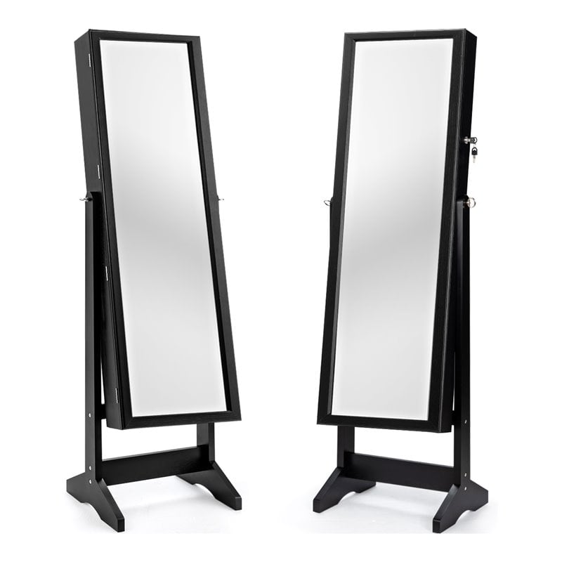 Mirrored Standing Jewelry Cabinet Storage Box - Costway