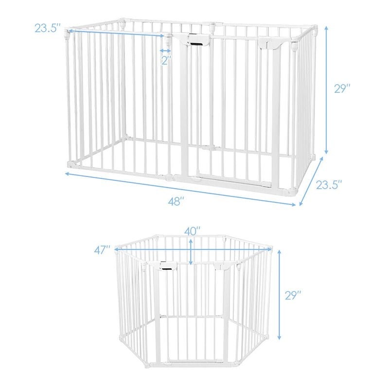 Costway 6-panel Contemporary Metal Adjustable Baby Safety Gate in White