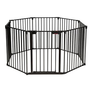 costway 8-panel contemporary metal adjustable baby safety gate in black
