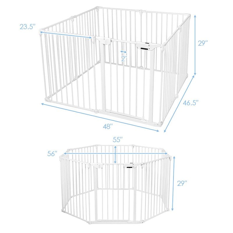 Costway 8-panel Contemporary Metal Adjustable Baby Safety Gate in White