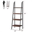 Costway 4-tier Particle Board and Steel Bookcase with Metal Frame in Brown