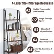Costway 4-tier Particle Board and Steel Bookcase with Metal Frame in Brown