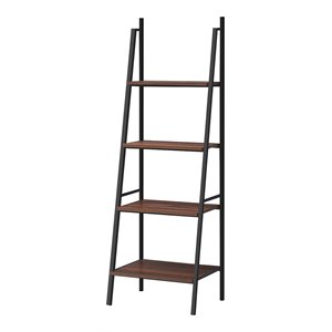 costway 4-tier particle board and steel bookcase with metal frame in brown