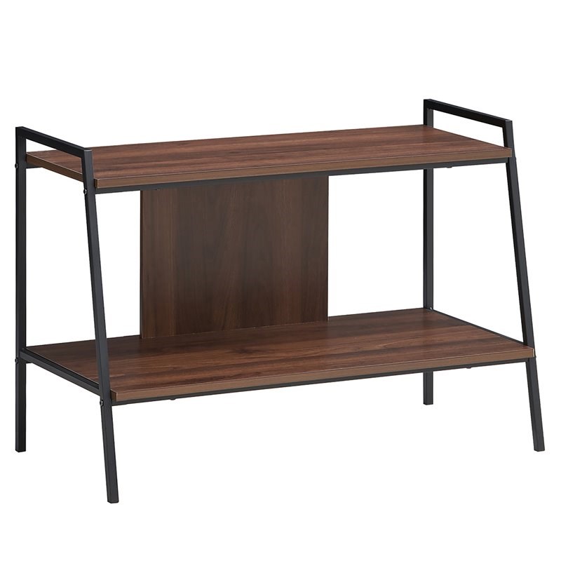 Costway 2-Tier Wood TV Stand/Entertainment Center for TV's up to 40'' in Walnut