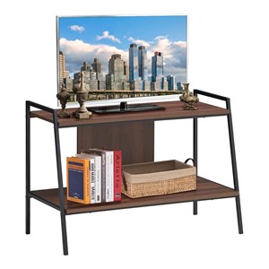 Costway 2-Tier Wood TV Stand/Entertainment Center for TV's up to 40'' in Walnut