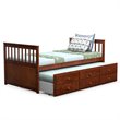 Costway Pine Wood Twin Captain's Bunk Bed with Trundle & Drawers in Walnut