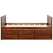 Costway Pine Wood Twin Captain's Bunk Bed with Trundle & Drawers in Walnut