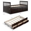 Costway Pine Wood Twin Captain's Bunk Bed with Trundle & Drawers in Espresso