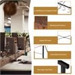 Costway Engineered Wood Folding Computer Desk with 6 Hooks in Brown