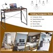 Costway Engineered Wood Folding Computer Desk with 6 Hooks in Brown