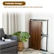 Costway Engineered Wood Folding Computer Desk with 6 Hooks in Brown