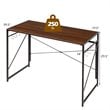Costway Engineered Wood Folding Computer Desk with 6 Hooks in Brown