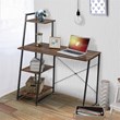 Costway Contemporary Engineered Wood Computer Desk with Shelves in Brown