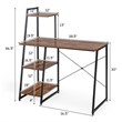 Costway Contemporary Engineered Wood Computer Desk with Shelves in Brown