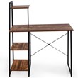 Costway Contemporary Engineered Wood Computer Desk with Shelves in Brown