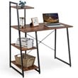 Costway Contemporary Engineered Wood Computer Desk with Shelves in Brown