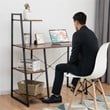 Costway Contemporary Engineered Wood Computer Desk with Shelves in Brown
