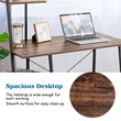 Costway Contemporary Engineered Wood Computer Desk with Shelves in Brown