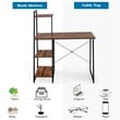 Costway Contemporary Engineered Wood Computer Desk with Shelves in Brown