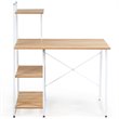 Costway Contemporary Engineered Wood Computer Desk with Shelves in Natural