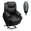 Costway Faux Leather Electric Recliner Chair with USB Charge Port in Black