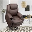 Costway Faux Leather Electric Recliner Chair with USB Charge Port in Brown