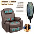 Costway Faux Leather Electric Recliner Chair with USB Charge Port in Brown