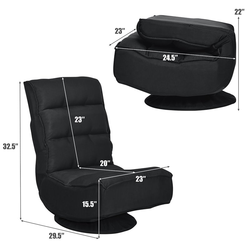 Costway Contemporary Iron and Fabric 360 Degree Swivel Gaming Chair in Black