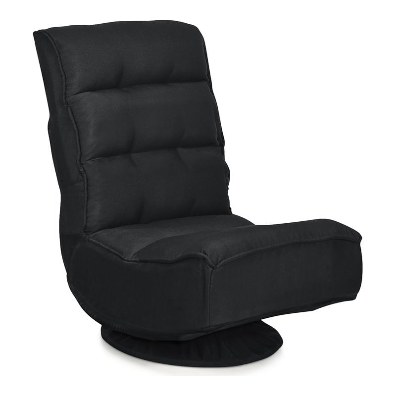 Costway Contemporary Iron and Fabric 360 Degree Swivel Gaming Chair in Black