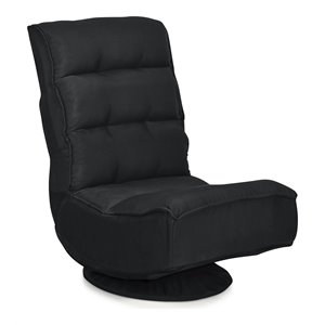 costway contemporary iron and fabric 360 degree swivel gaming chair in black