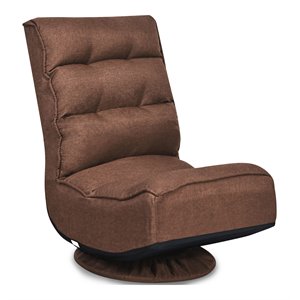 costway contemporary iron and fabric 360 degree swivel gaming chair in coffee