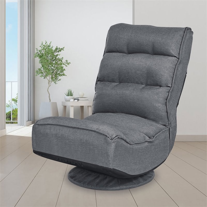 Costway Contemporary Iron and Fabric 360 Degree Swivel Gaming Chair in Gray