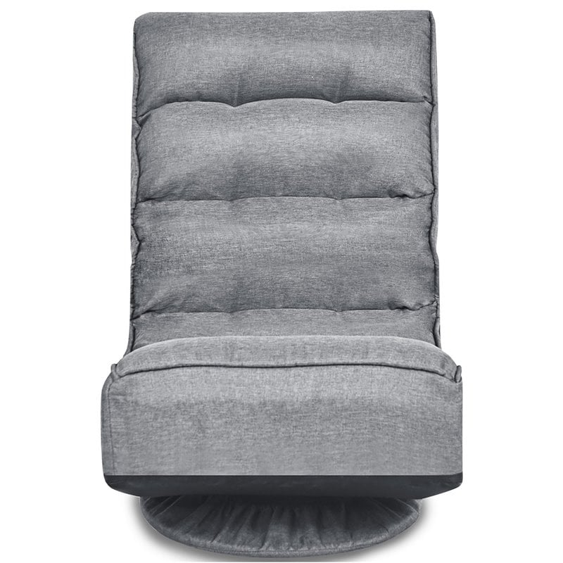 Costway Contemporary Iron and Fabric 360 Degree Swivel Gaming Chair in Gray