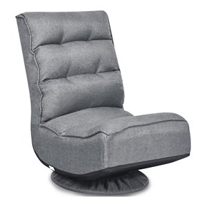 costway contemporary iron and fabric 360 degree swivel gaming chair in gray