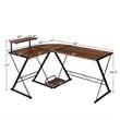 Costway 58''x44'' L-Shaped Computer Gaming Desk with Monitor Stand in Walnut