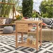Costway Bamboo Kitchen Trolley Cart with Tower Rack & Drawers in Natural