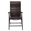 Costway Contemporary Steel and Rattan Patio Folding Chair with Armrest in Brown