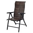 Costway Steel and Rattan Patio Folding Chairs with Armrest in Brown (Set of 2)