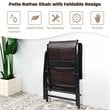 Costway Steel and Rattan Patio Folding Chairs with Armrest in Brown (Set of 2)