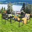 Costway 4-piece Patio Furniture Conversation Set for Garden Deck in Black
