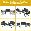 Costway 4-piece Patio Furniture Conversation Set for Garden Deck in Black