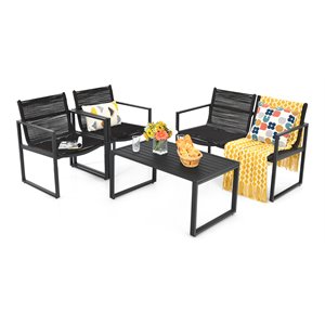 Costway 4-piece Patio Furniture Conversation Set for Garden Deck in Black