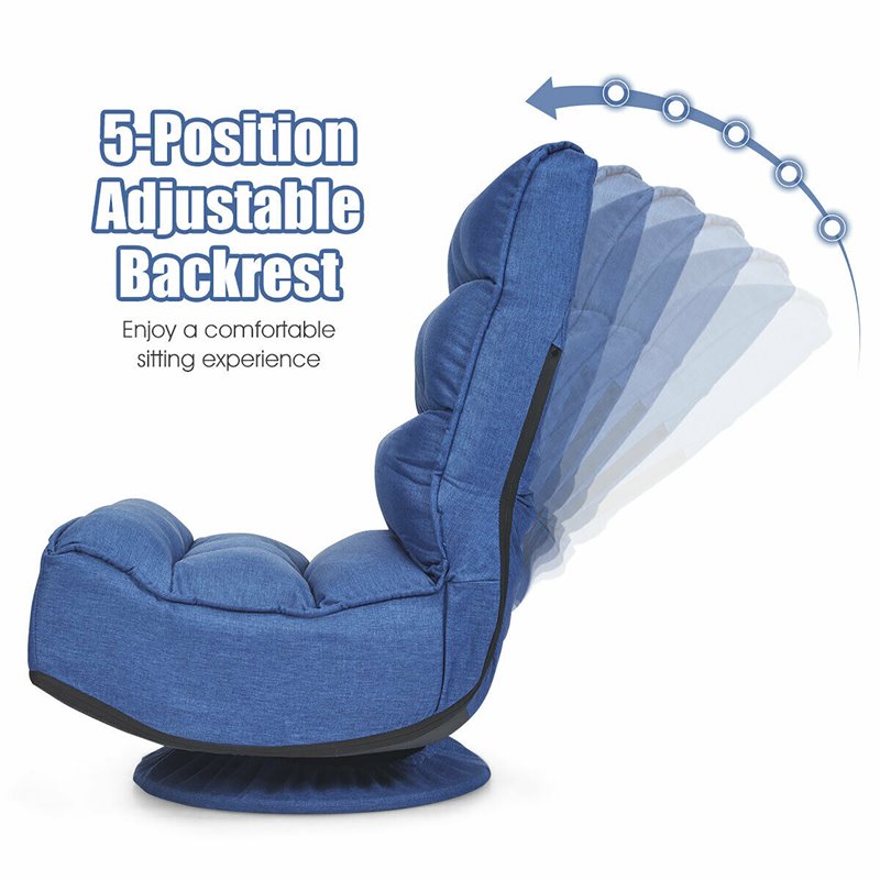 Costway Contemporary Iron and Fabric 360 Degree Swivel Gaming Chair in Blue